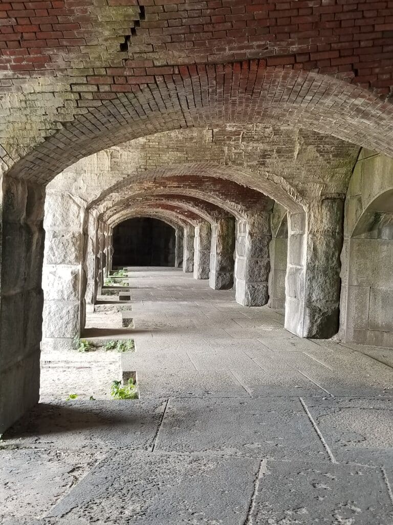 Family Road Trip Ideas - Old Popham Fort Chambers at Popham Beach in Phippsburg, ME