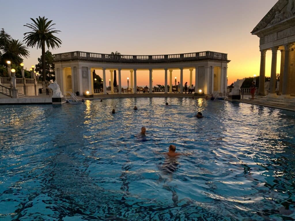 Hearst Castle's pool for swimming, a great family road trip idea indeed!