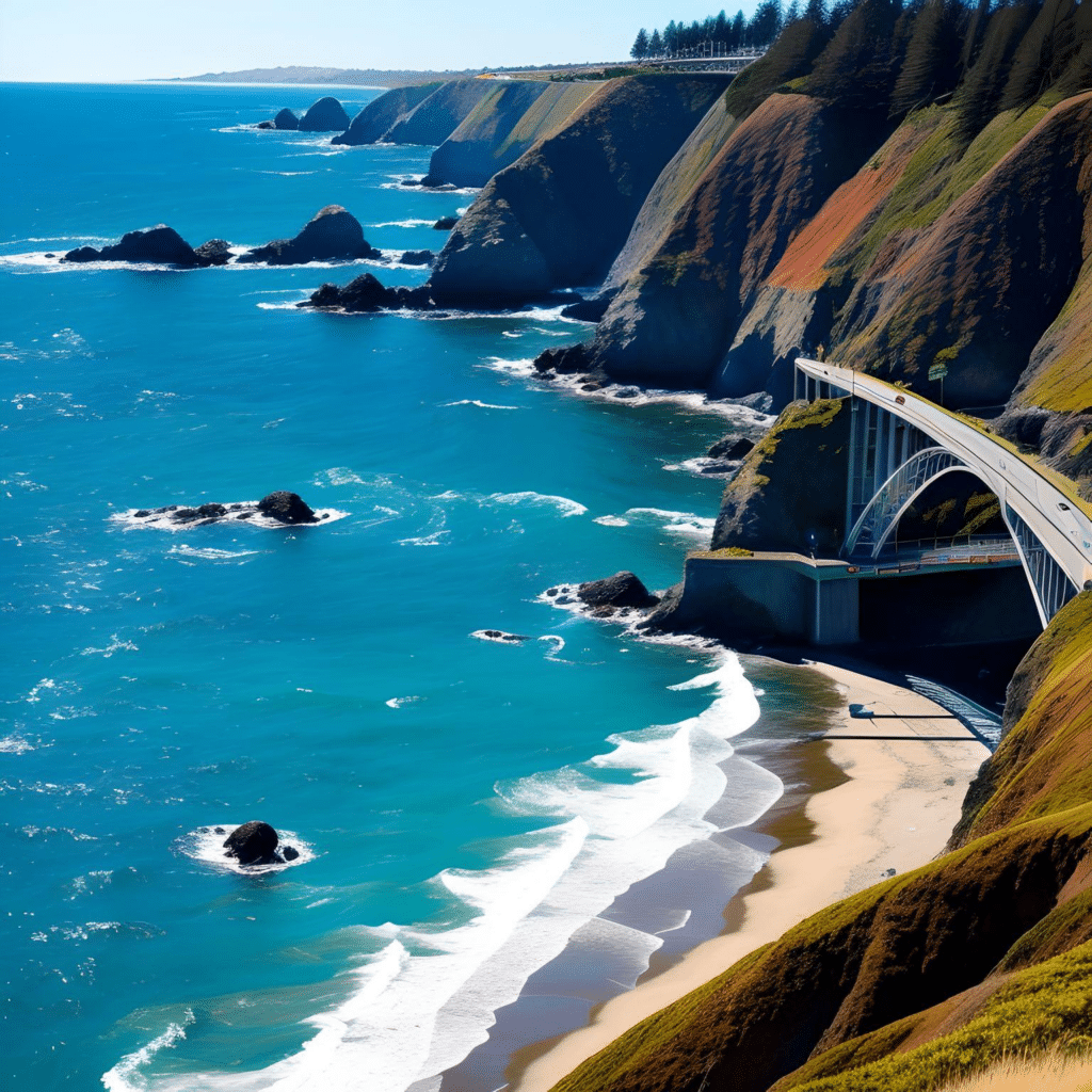 Family road trip ideas taking a drive on the pacific coast highway's iconic bridges over the pacific ocean's natural landscapes