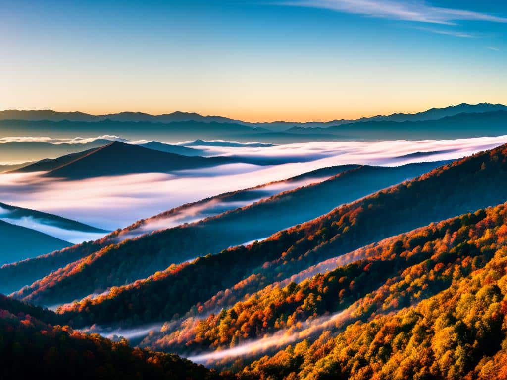 Image of stunning mist-covered mountains in the Great Smoky Mountains National Park