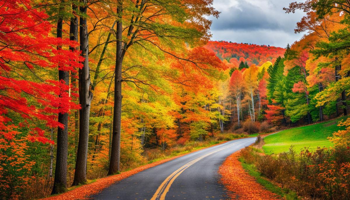 A picture of vibrant autumn trees in New England on a New England Fall Foliage Tours