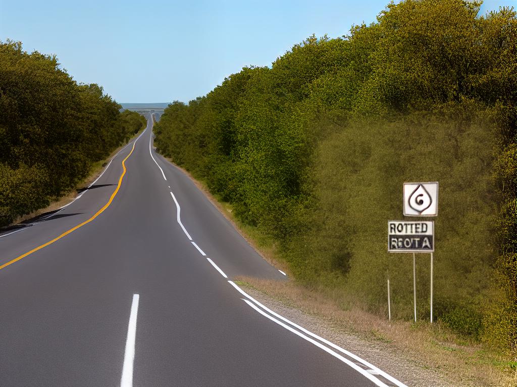 Family Road Trip Ideas for Route 66 - A long and empty stretch of road with a sign that says 'Route 66' in the foreground